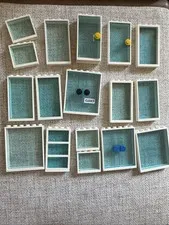 Lego White Framed Windows And Doors. Tran’s Light Blue. Lot Of 17