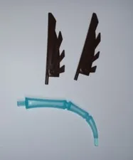 3 Lego pieces Ice Vulture Dark Brown Wings (2) and Trans-LightBlue rib tail (1)