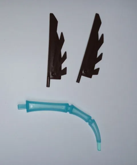 3 Lego pieces Ice Vulture Dark Brown Wings (2) and Trans-LightBlue rib tail (1)
