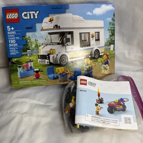 LEGO City Holiday Camper Van 60283 & Fire Rescue Motorcycle 60410 Lot New