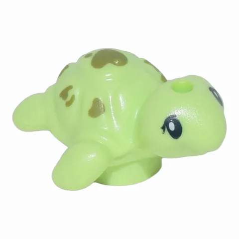 LEGO Yellowish Green Turtle, Mini Doll Style, Baby with Black Eyes