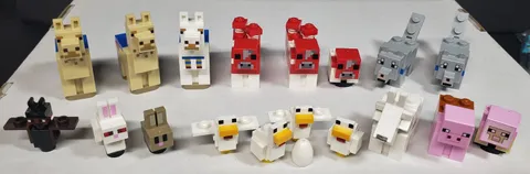 LEGO Minecraft Lot (18) Animal Minifigures: Cows Chickens Rabbits Llamas Bat ++