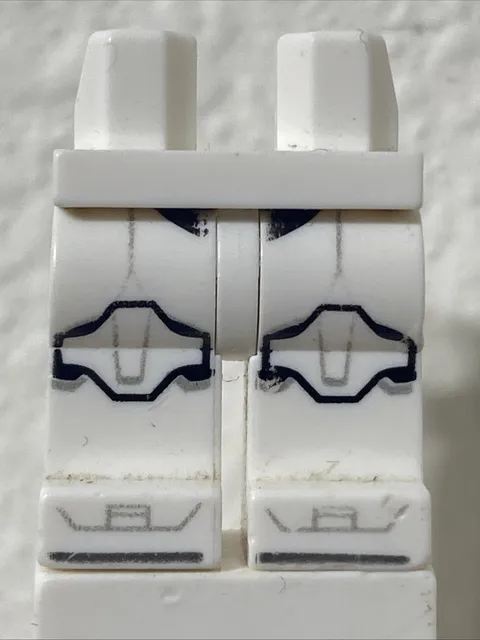 Lego White Hips and Legs Clone Trooper Black Light Bluish Gray Marking Knee Pads