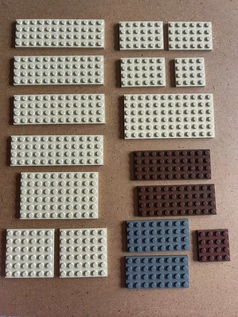 LEGO Lot Cream, Brown, Dark Gray Plates Flat