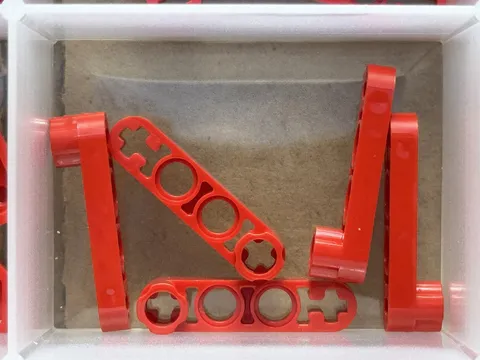 LEGO Parts - Red Technic, Liftarm Stud Connector Thin 1 x 4 - No 2825 - QTY 5