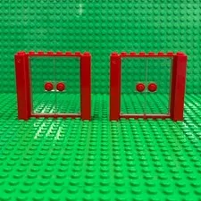 Lego Door Frames Red 2x8x6 (80400) + Trans-Clear Inserts 80683 + Knobs