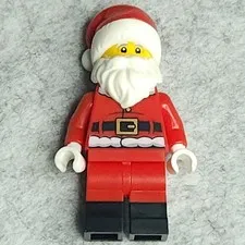LEGO Minifigure hol381 Santa Fur Lined Jacket 2 Black Creases on Back Santa Hat