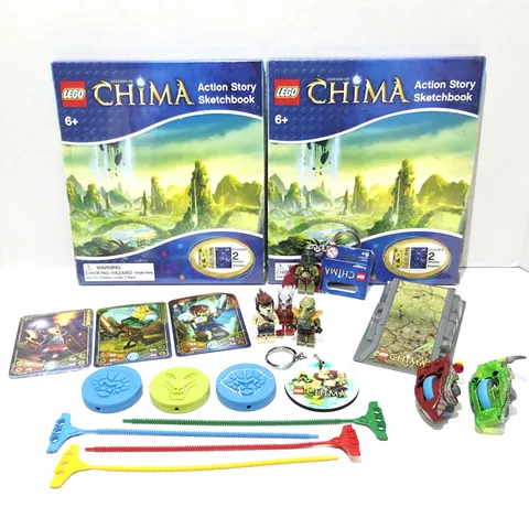 Lego Legends of CHIMA Lot Keychains Speedorz Sketchbooks Minifigures Cards
