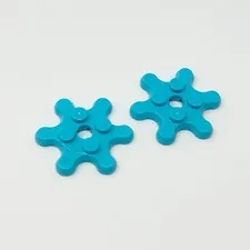 35442 GO Parts Plate Modified 2x2 w/ 6 Gear Teeth Flower Petals MEDIUM AZURE (2)
