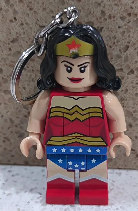 LEGO Wonder Woman Minifigure Keychain with LED Light, Plastic/Metal