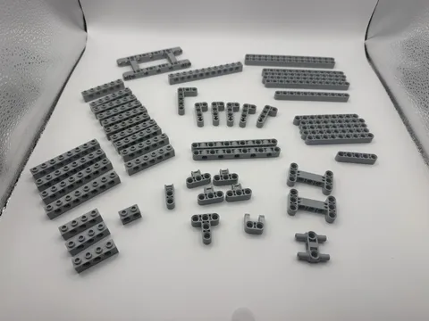 LEGO Technic Parts Pack - Light Gray, Beams & Liftarms, Connectors - 51pcs
