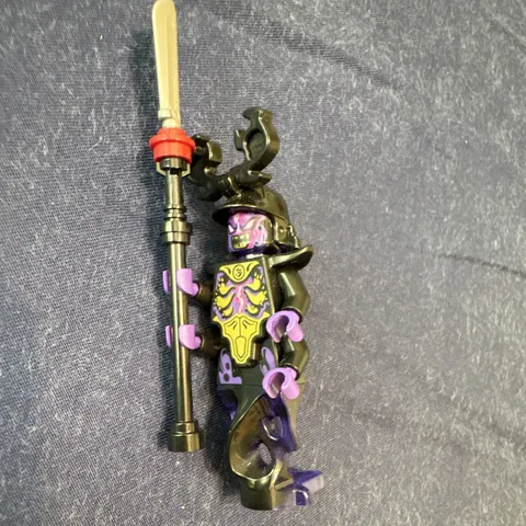 LEGO NINJAGO Minifigure w/ Spear Staff Weapon & Helmet Purple/Black Armor