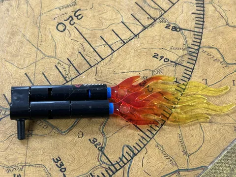 LEGO Double Barrel Flame Thrower Weapon Assembly Trans-Red Yellow Fire Blast