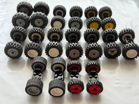 Lego 1/2+ Lb Pound 9.5 oz Matched Wheels/Tires/Axles Cars Trucks Medium Size V2