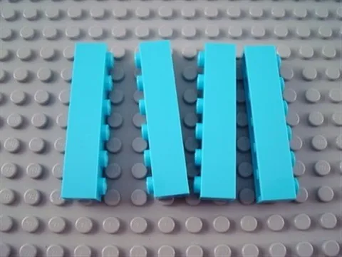 LEGO Lot of 4 Medium Azure 1x6 Bricks