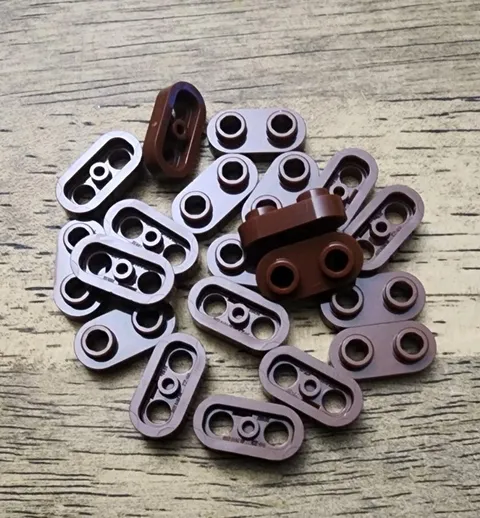 LEGO Reddish Brown Plate, Round 1 x 2 with Open Studs. QTY 20. Part No. 35480
