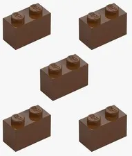 5 New LEGO Reddish Brown 1x2 Bricks 3004 castle city 2x1 building block 4211149