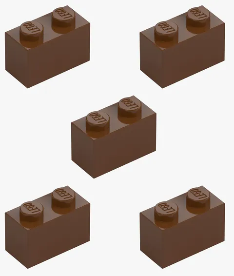 5 New LEGO Reddish Brown 1x2 Bricks 3004 castle city 2x1 building block 4211149