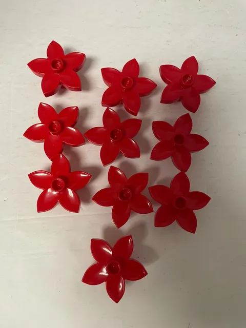 Lego Duplo Red Flowers Lot Of 10