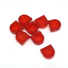 LEGO Parts - Trans-Red Tile, Round 1 x 1 Half Circle Extended - No 24246 - QTY 8