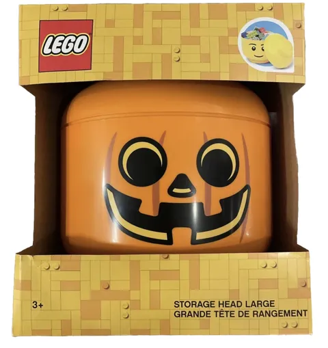 LEGO Halloween JACK O LANTERN Pumpkin Storage Head Large Container New
