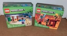 LEGO Minecraft Lot  21266 The Nether Lava Battle 21251 Steve’s Desert Expedition