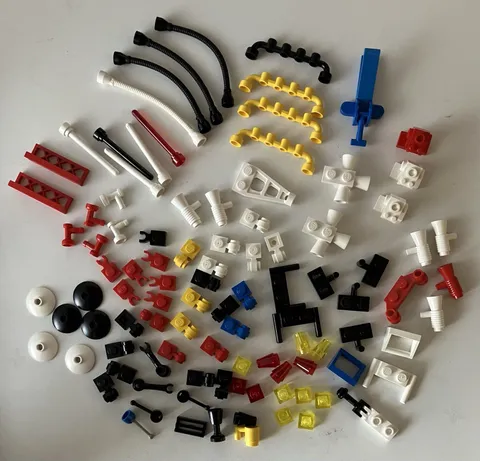 LEGO 100x Vintage Small Detail Parts Town/CITY Red, White, Blue, Black 1980s/90s