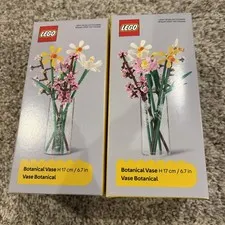 LEGO Set Of 2 Botanical  Vases NEW 6.7 Inches Brick Line & Wild Flowers Patterns
