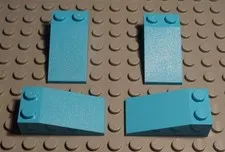 Lego Brick Slant 2x4 Positive Turquoise 4 Pieces