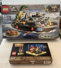Open Box LEGO Jurassic World: Baryonyx Dinosaur Boat Escape 76942 & IDEAS 40533