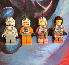 LEGO Star Wars Minifigure Lot of 4. V-Wing Pilot, Rebel Pilot, X Wing Pilot, Poe