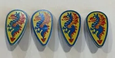 Lego Dragon Master Knights Castle Minifigure Blue Dragon Ovoid Shield x 4