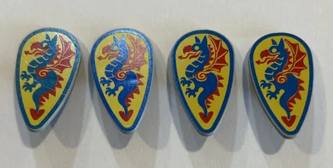 Lego Dragon Master Knights Castle Minifigure Blue Dragon Ovoid Shield x 4
