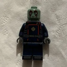 LEGO Plastic Minifigure Figure Only - Green Head, Dark Blue Outfit