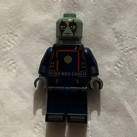 LEGO Plastic Minifigure Figure Only - Green Head, Dark Blue Outfit