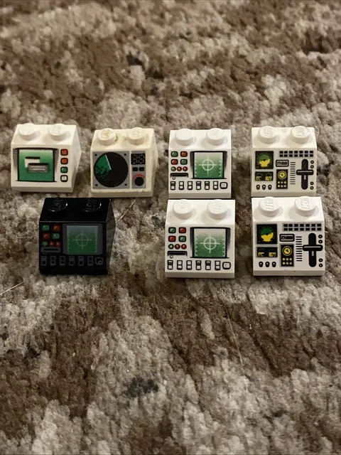 LEGO Lot (7) 2x2 45 Slopes: Control Panels, Computers Black & White