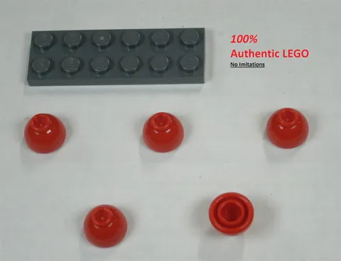 LEGO NEW 1.5x1.5x0.7 Red Brick Round Dome (5x) 6337734 Brick 37840