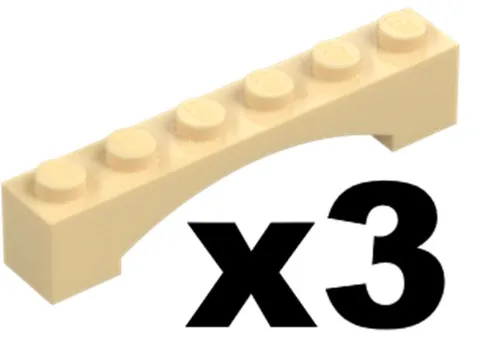 Lego Part 92450 Tan ARCH Raised 1 x 6 Qty 3 TN4