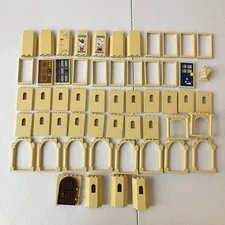 LEGO Tan Castle Lot - House MOC Parts Pieces Arch 3x6x5 Turret Hogwarts Panels