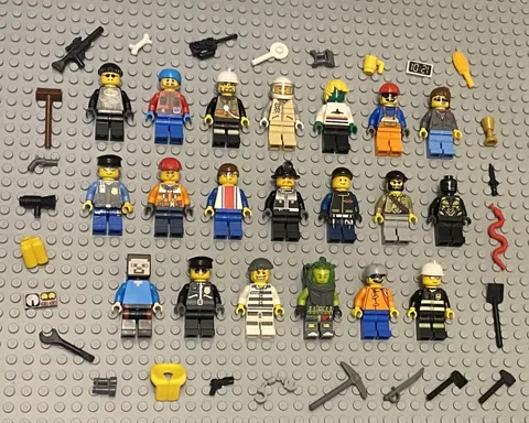 LEGO Minifigures Lot 20 People Police Fireman City Guys Men Girl Town Monster