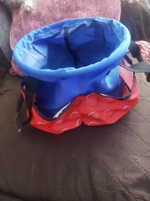 Lego Big Storage Bucket Travel Bag Toy Organizer Red & Blue Tote. New no tags.