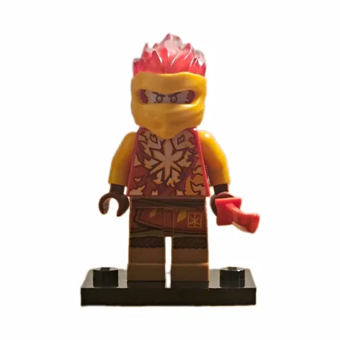 LEGO NINJAGO Kai Minifigure With Red Sword, Flame Hair, Mask & Display Stand