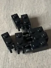 LEGO 30365 Black Hinge Brick 1 x 2 Locking with 2 Fingers Vertical End 7 Pieces