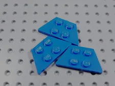 LEGO Lot of 3 Blue 2x4 Cut Wedge Plates BM