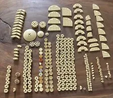 LEGO Tan Round Circle Parts Lot 270pc Plates Tiles Bricks Macaroni Curved Pieces