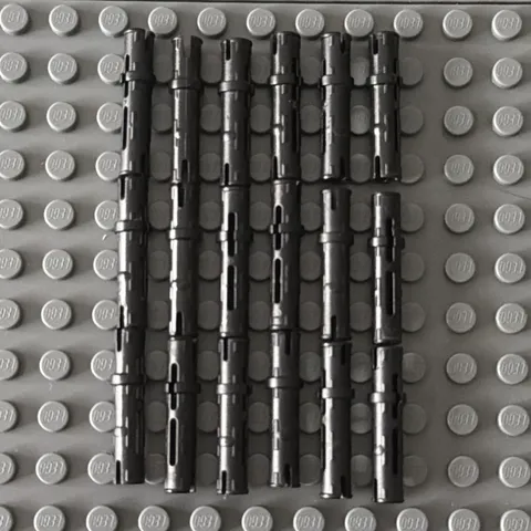 Lego Black Technic Pin 3L with Friction Ridges 6558 (lot of 18)
