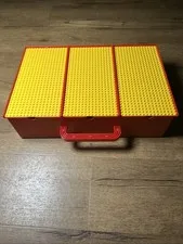 Lego Rare 1989 Vintage Red and Yellow 3 Compartment Storage Case w/ Sliding Lids