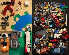 Large Lot of LEGOS - Minifigures, Base Plates, Vehicles and TONS of Accessories