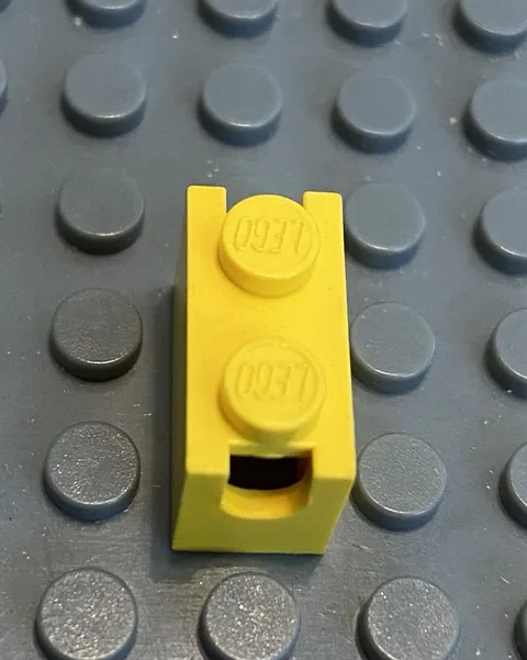 LEGO Yellow Brick Modified 1x2 With Digger Bucket Arm Holder Part 3317