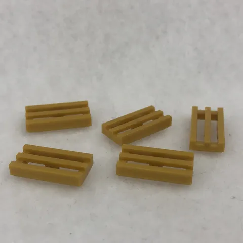LEGO 2412b Pearl Gold Tile, Modified 1 x 2 Grille with Bottom Groove / Lip (x5)